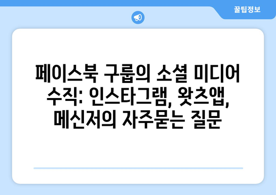 페이스북 구룹의 소셜 미디어 수직: 인스타그램, 왓츠앱, 메신저