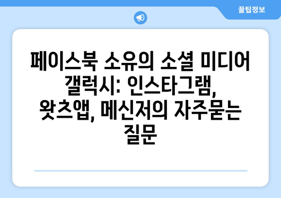 페이스북 소유의 소셜 미디어 갤럭시: 인스타그램, 왓츠앱, 메신저