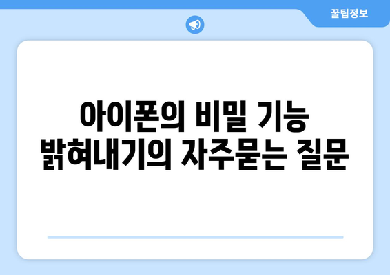 아이폰의 비밀 기능 밝혀내기