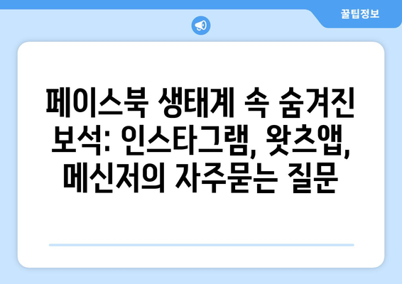 페이스북 생태계 속 숨겨진 보석: 인스타그램, 왓츠앱, 메신저