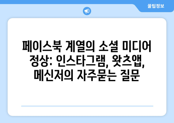 페이스북 계열의 소셜 미디어 정상: 인스타그램, 왓츠앱, 메신저