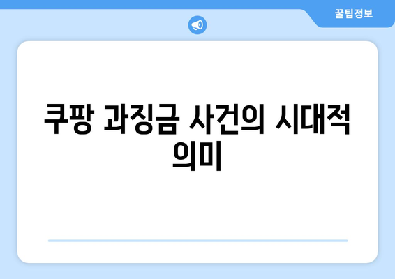 쿠팡 과징금 사태| 시대적 오류의 반영과 그 영향 분석 | 과징금, 전자상거래, 한국 시장"